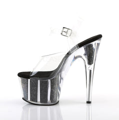 7 Inch Heel ADORE-708G Black Glitter