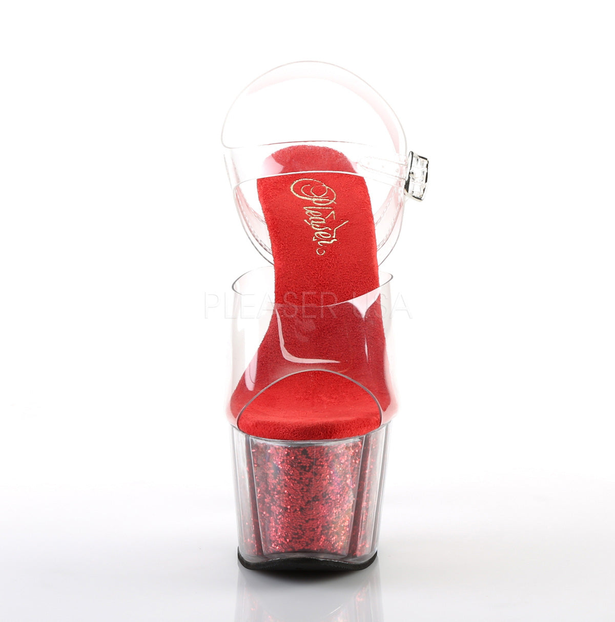 7 Inch Heel ADORE-708G Red Glitter