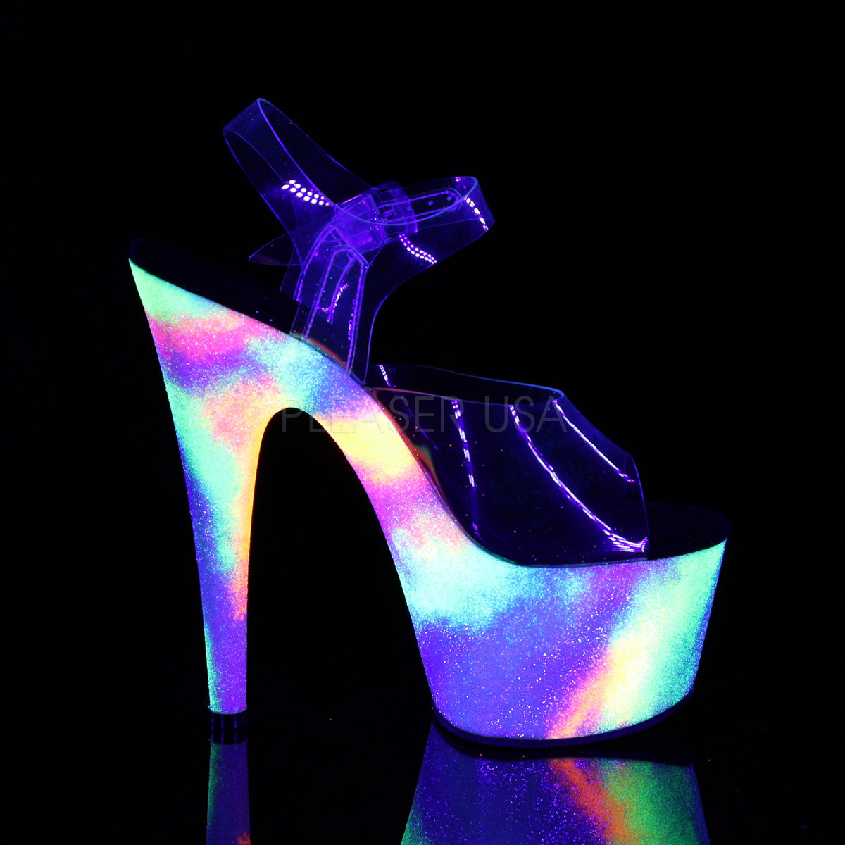 7 Inch Heel ADORE-708GXY Clear Neon Galaxy