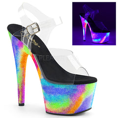 7" Heel ADORE-708GXY Clear Neon Galaxy