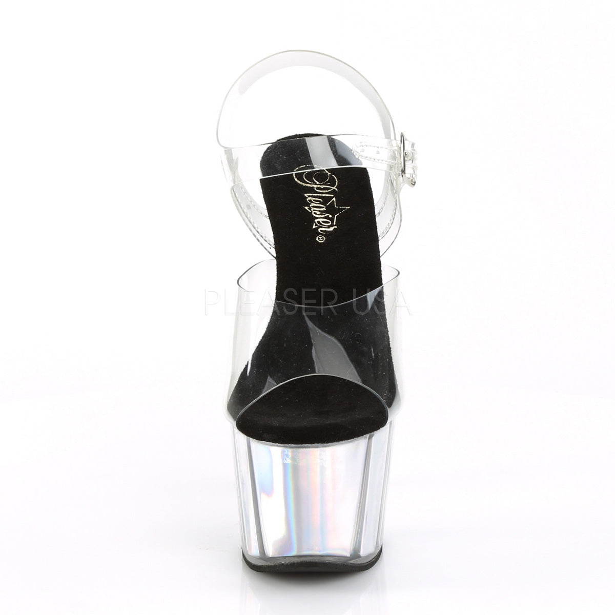 7 Inch Heel ADORE-708HGI Clear Silver Hologram