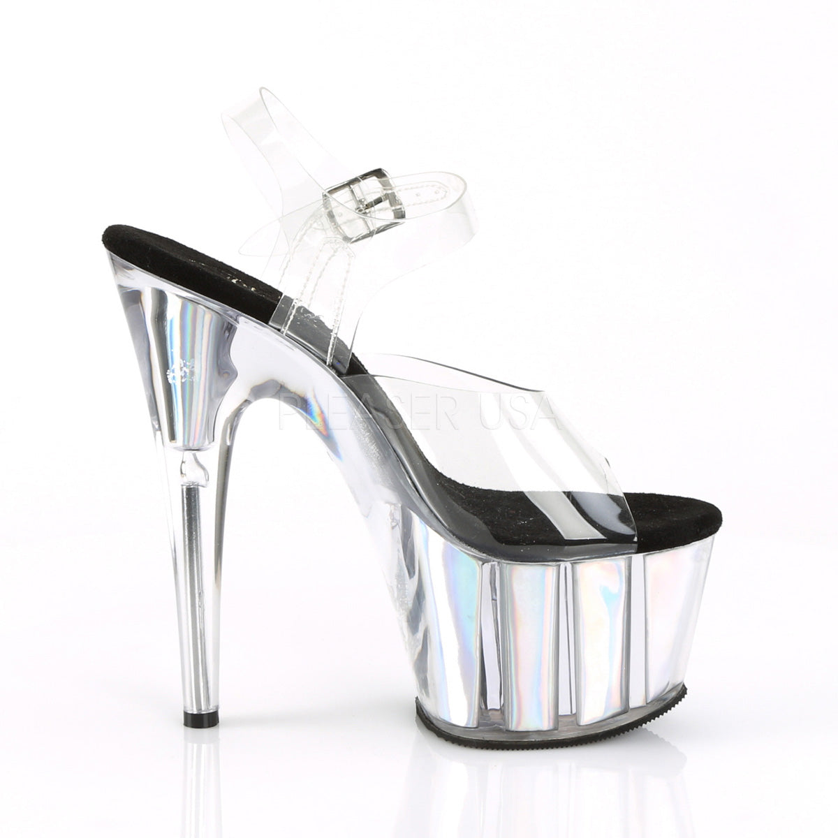 7 Inch Heel ADORE-708HGI Clear Silver Hologram