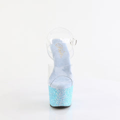 7 Inch Heel ADORE-708LG Clear Baby Blue Glitter
