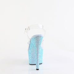 7 Inch Heel ADORE-708LG Clear Baby Blue Glitter