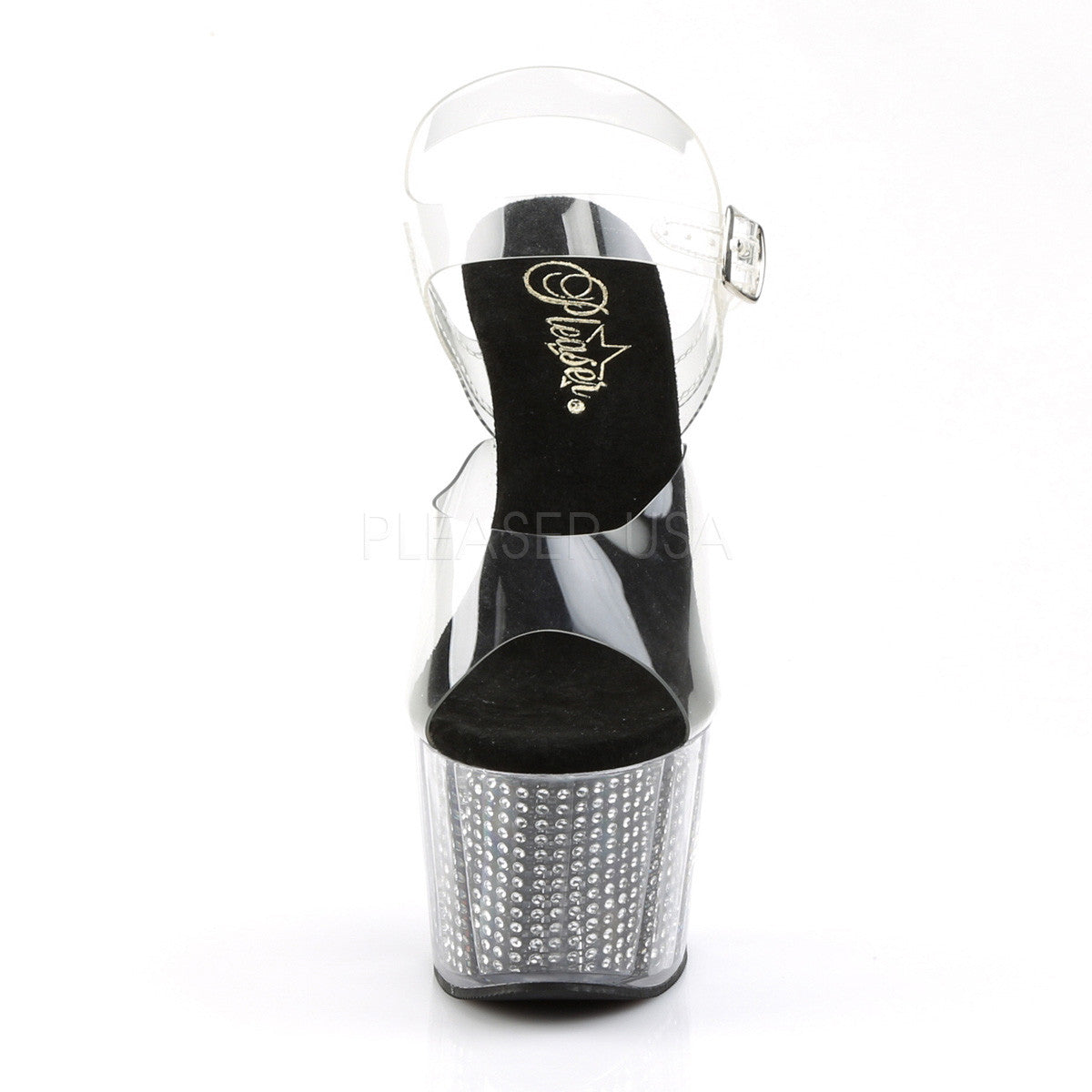 7 Inch Heel ADORE-708SRS Black Rhinestone