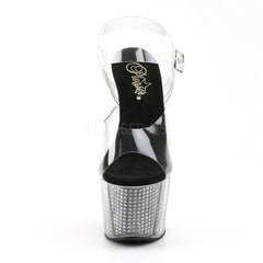 7 Inch Heel ADORE-708SRS Black Rhinestone
