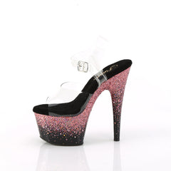 7 Inch Heel ADORE-708SS Clear Pink Glitter