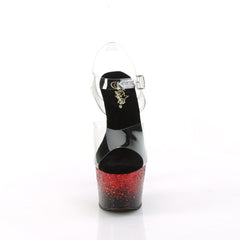 7 Inch Heel ADORE-708SS Clear Red Glitter
