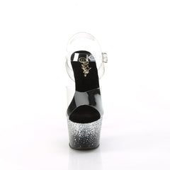 7 Inch Heel ADORE-708SS Clear Silver Glitter