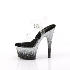 7 Inch Heel ADORE-708SS Clear Silver Glitter