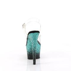 7 Inch Heel ADORE-708SS Clear Turquoise Glitter