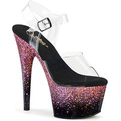7 Inch Heel ADORE-708SS Clear Pink Glitter