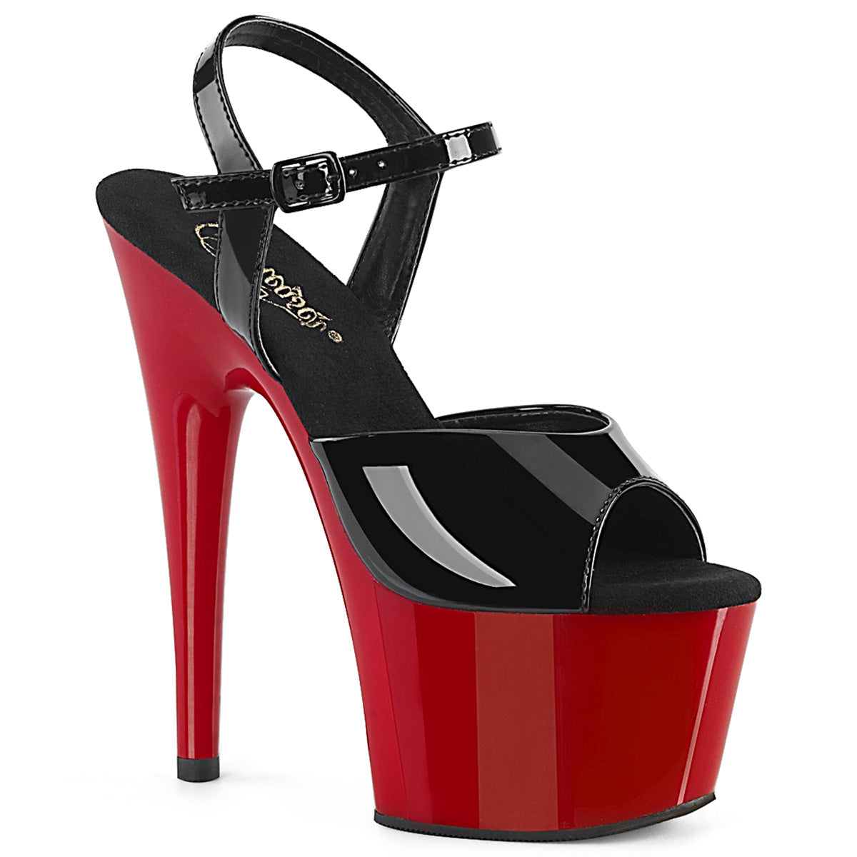 7" Heel ADORE-709 Black Pat Red