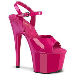 Pleaser ADORE-709 Hot Pink Pat 7 Inch (178mm) Heel, 2 3/4 Inch (70mm) Platform Ankle Strap Sandal