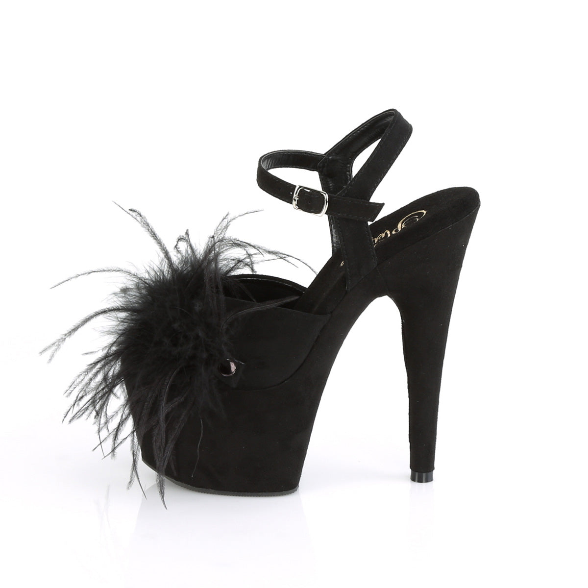 7 Inch Heel ADORE-709F Black Suede Feather