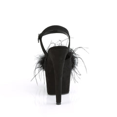 7 Inch Heel ADORE-709F Black Suede Feather