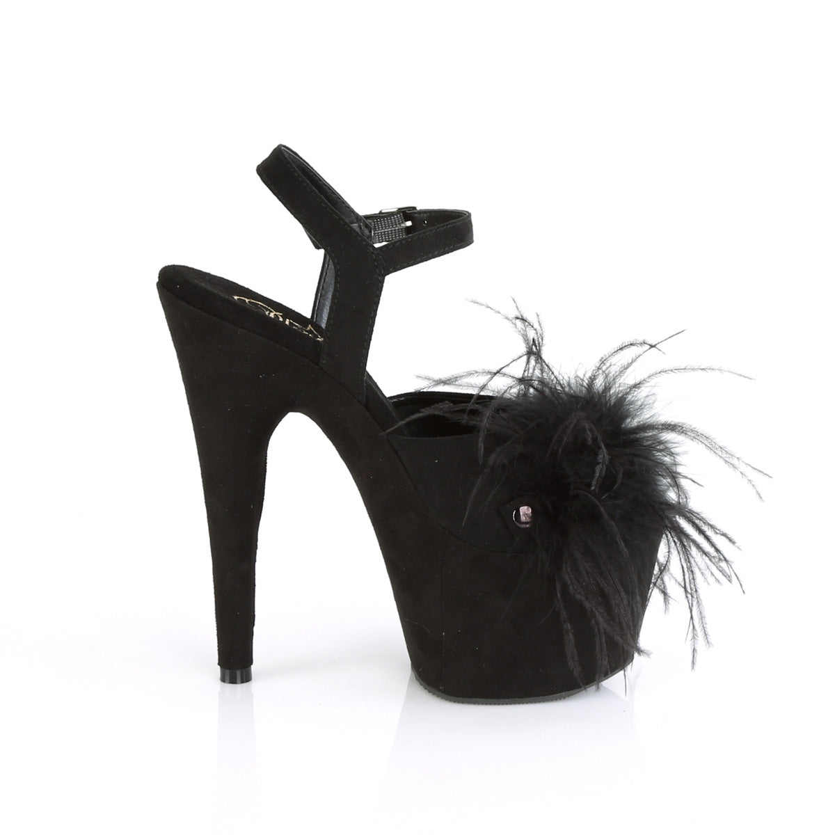 7 Inch Heel ADORE-709F Black Suede Feather