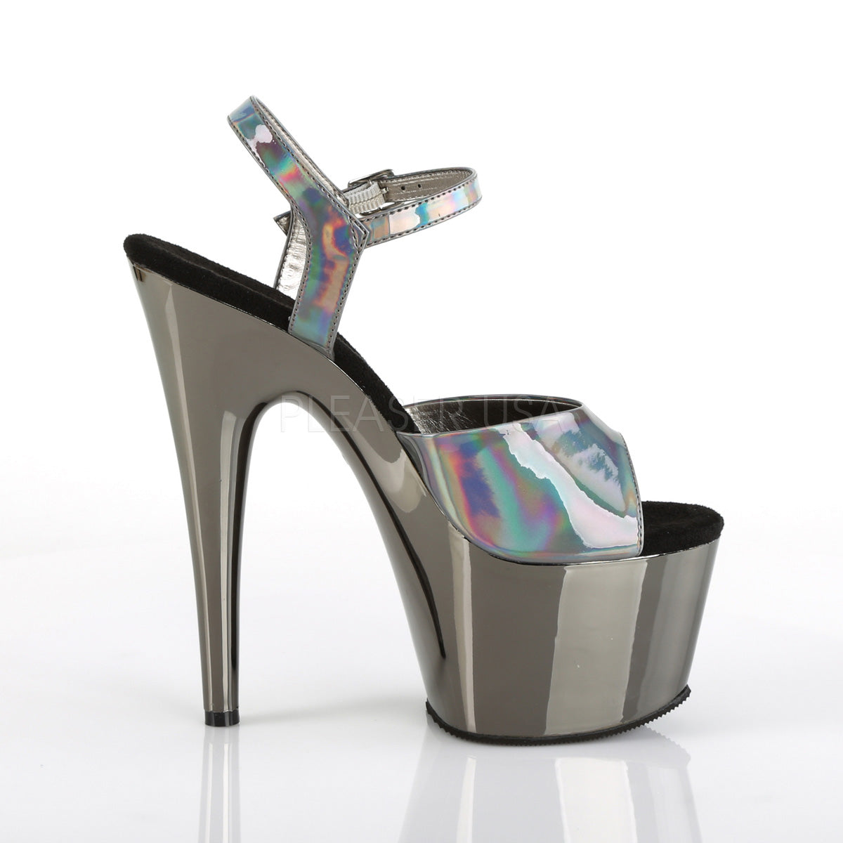 7 Inch Heel ADORE-709HGCH Pewter Hologram