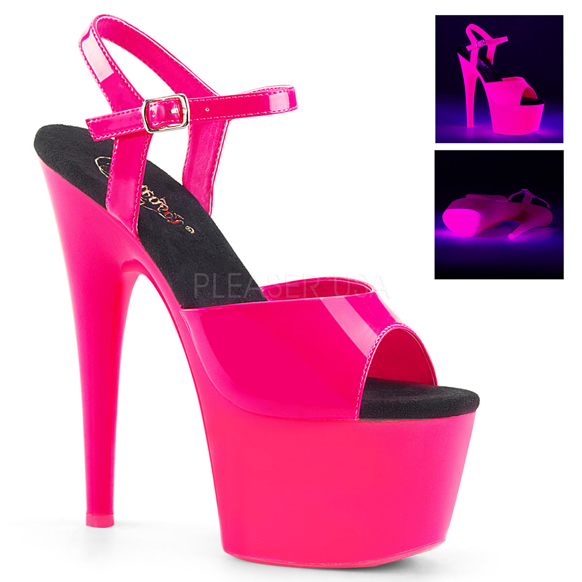 7" Heel ADORE-709UV Neon Hot Pink