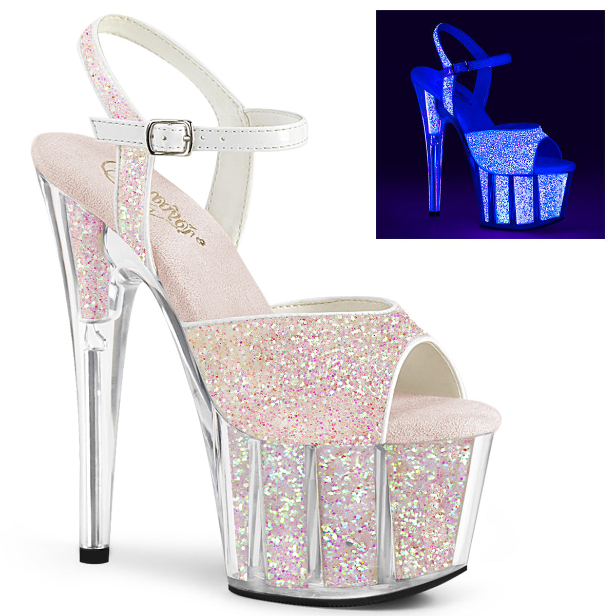 7" Heel ADORE-710UVG Neon Opal Glitter