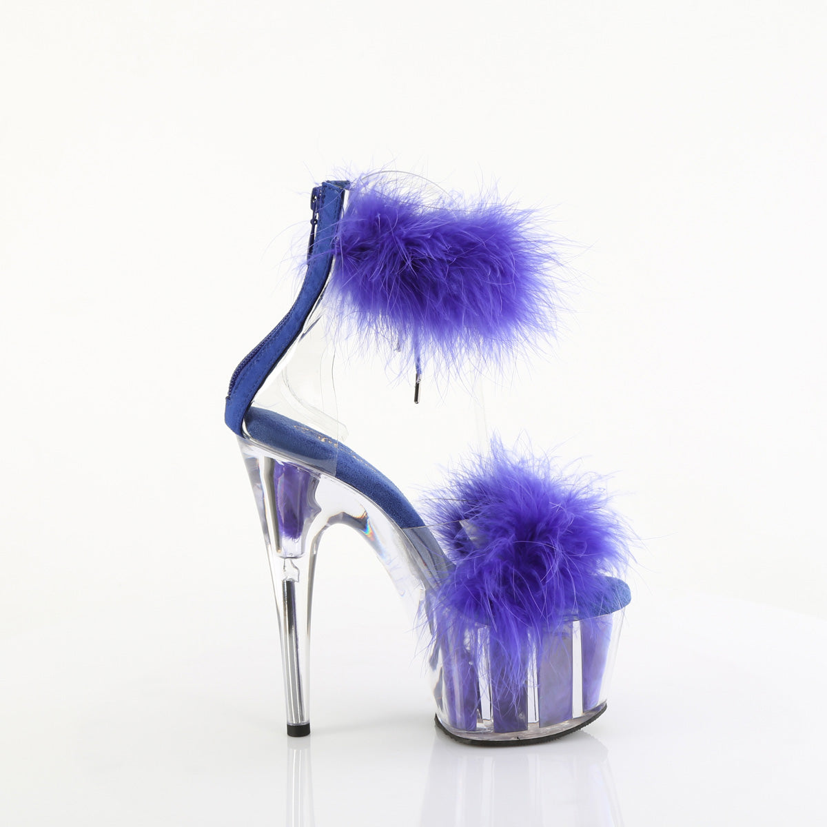 7 Inch Heel ADORE-724F Clear Royal Blue Fur
