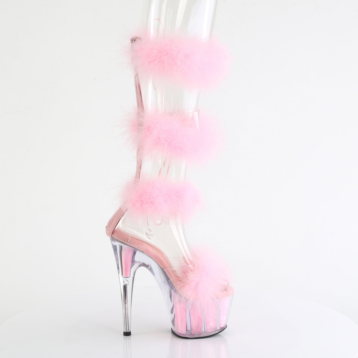 7 Inch Heel ADORE-728F Clear Baby Pink Fur