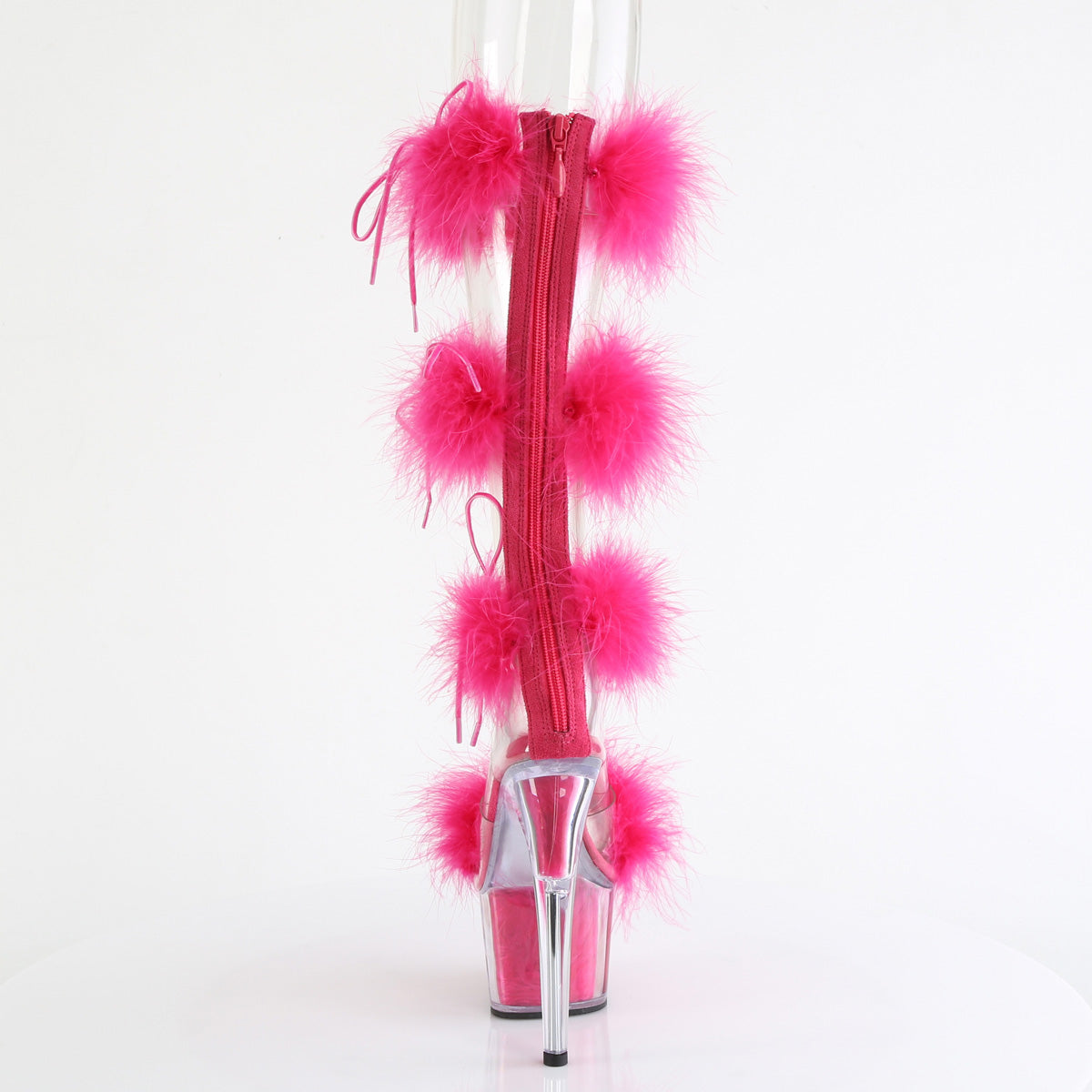 7 Inch Heel ADORE-728F Clear Hot Pink Fur