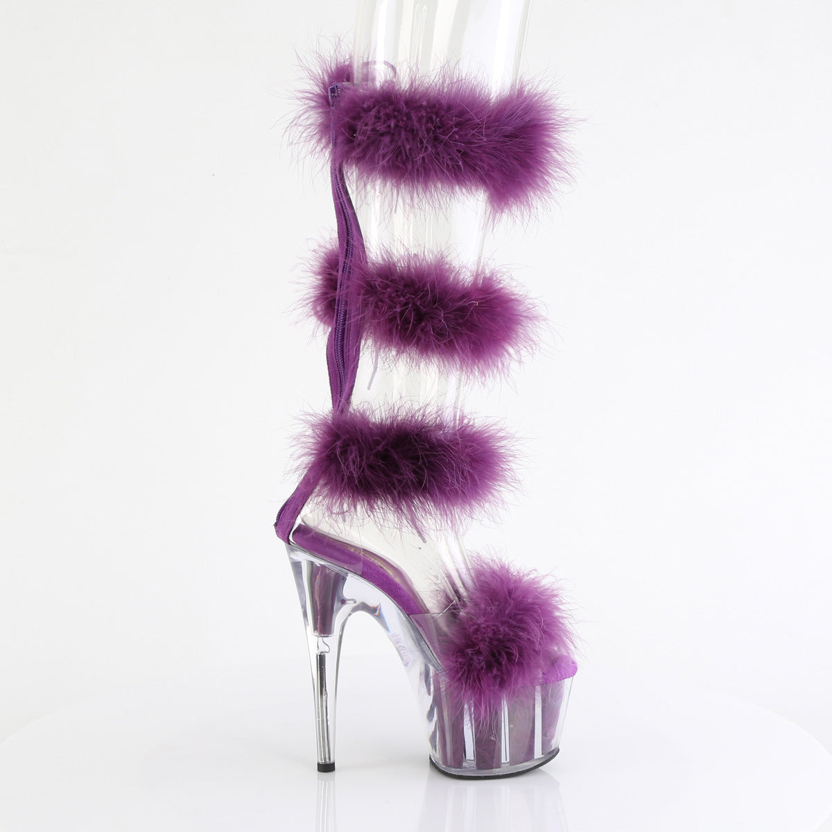 7 Inch Heel ADORE-728F Clear Purple Fur