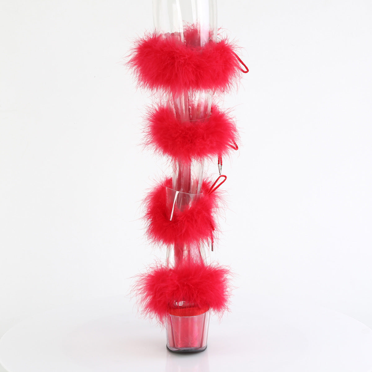 7 Inch Heel ADORE-728F Clear Red Fur