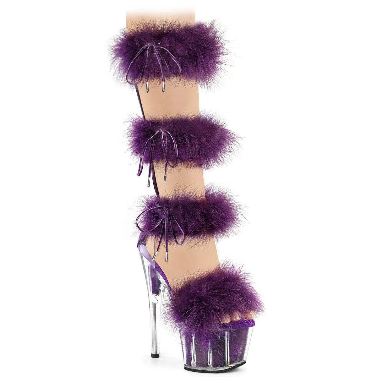 7 Inch Heel ADORE-728F Clear Purple Fur