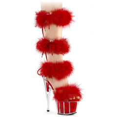 7 Inch Heel ADORE-728F Clear Red Fur