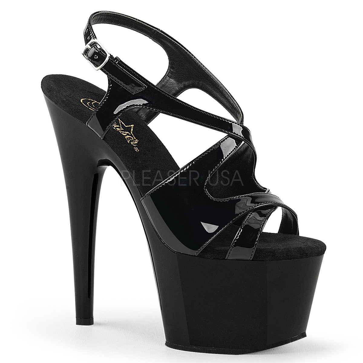 7" Heel ADORE-730 Black Exotic Dancing Shoes