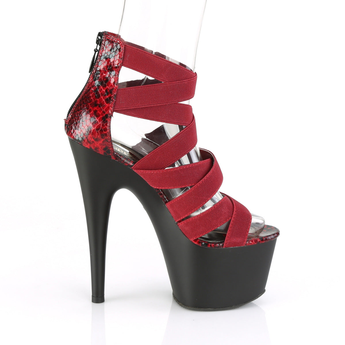 7 Inch Heel ADORE-748SP Wine Elastic Band