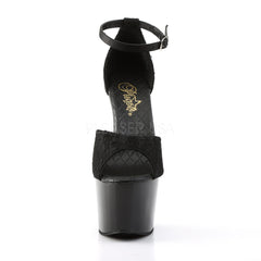 PLEASER ADORE-768 Black Satin-Black Lace-Black Ankle Strap Sandals - Shoecup.com - 2