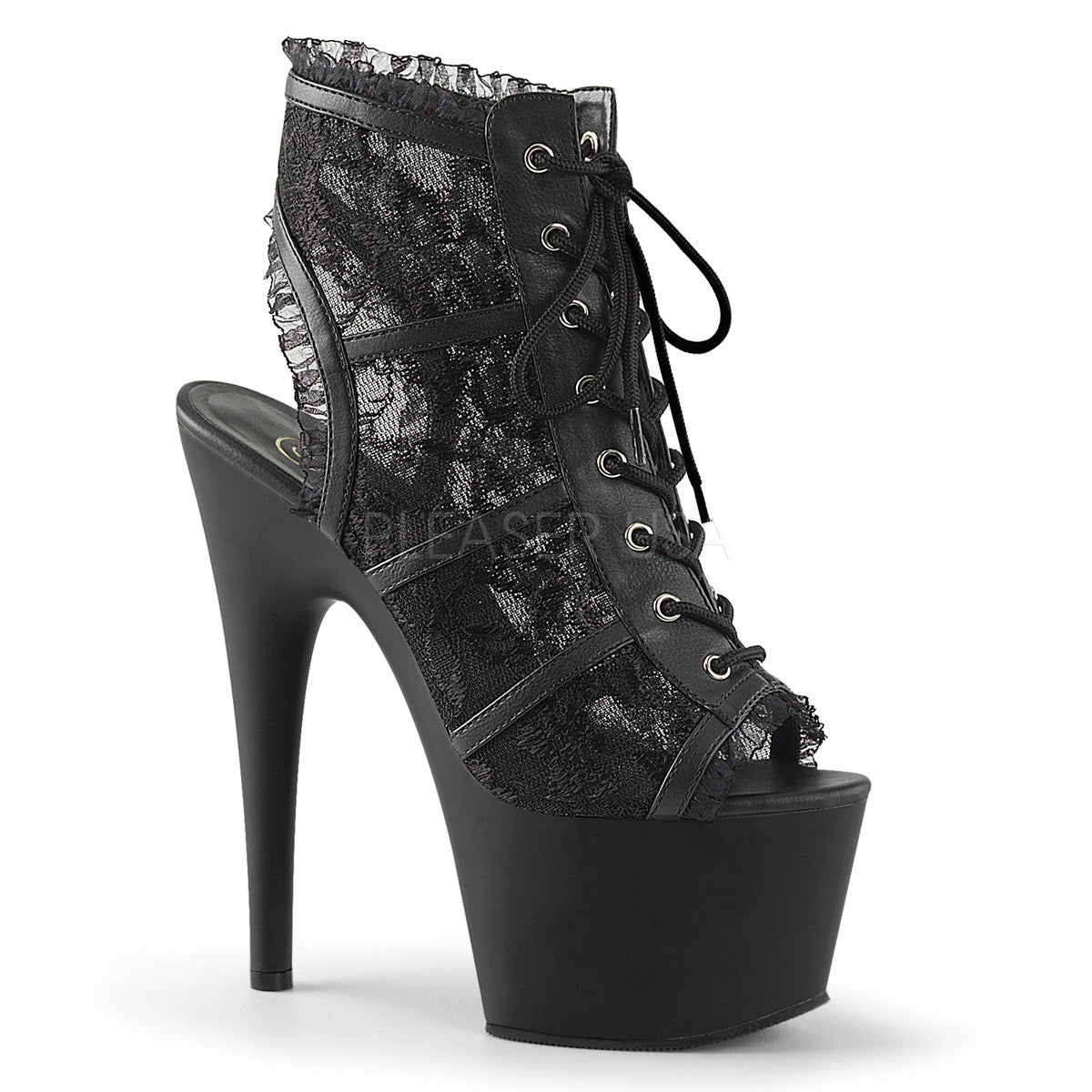 Pleaser ADORE-796LC Black Mesh Ankle Boots - Shoecup.com