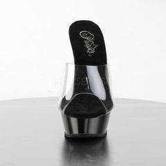 PLEASER ALLURE-601 Clear-Black Stiletto Sandals - Shoecup.com - 2