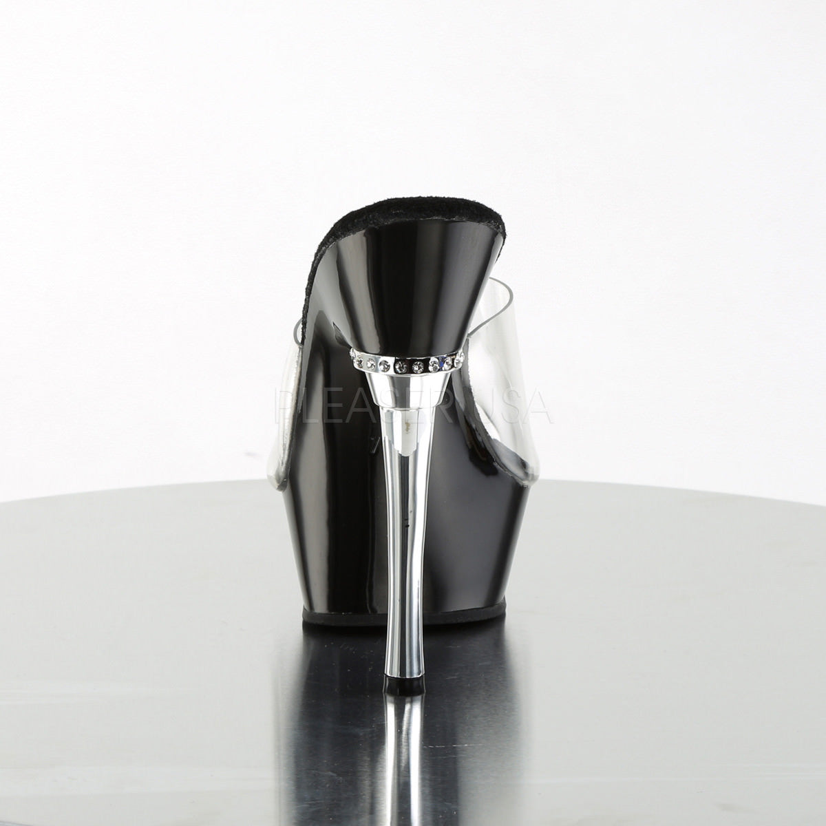 PLEASER ALLURE-601 Clear-Black Stiletto Sandals - Shoecup.com - 4