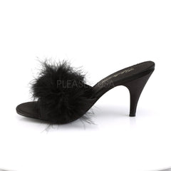 FABULICIOUS AMOUR-03 Black Satin-Fur Classic Slippers - Shoecup.com - 3