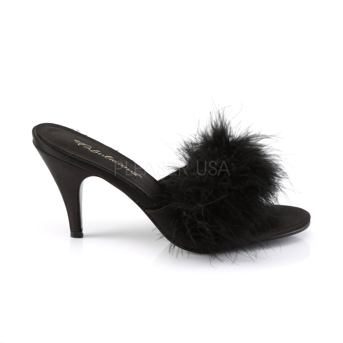 FABULICIOUS AMOUR-03 Black Satin-Fur Classic Slippers - Shoecup.com - 5