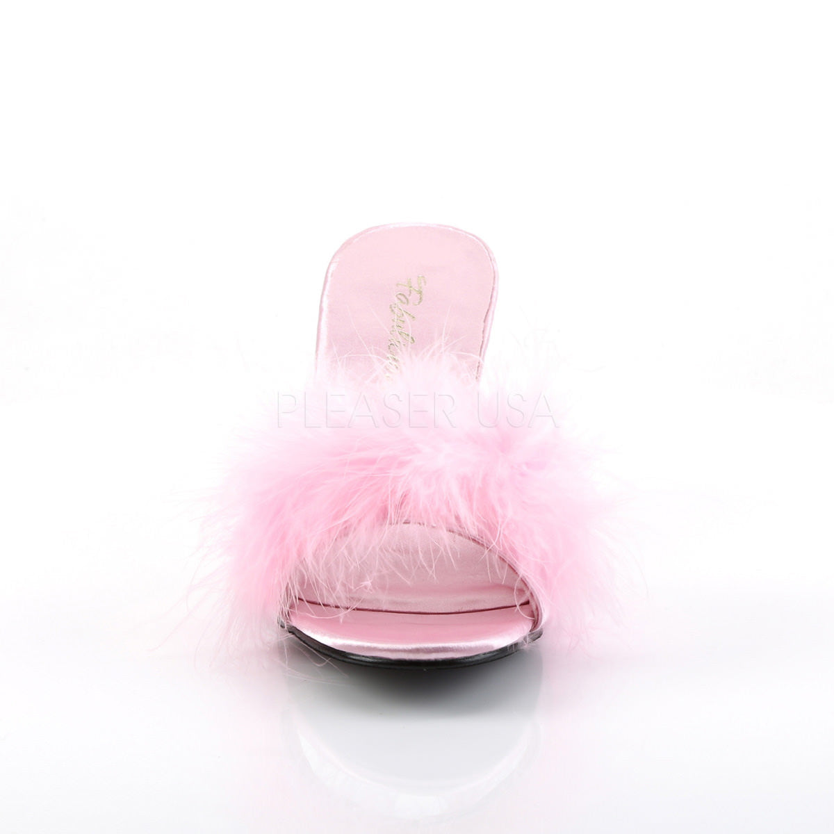 FABULICIOUS AMOUR-03 Baby Pink Satin-Fur Classic Slippers - Shoecup.com - 2