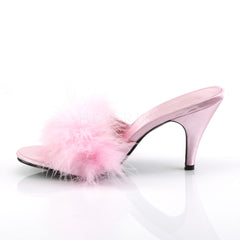 FABULICIOUS AMOUR-03 Baby Pink Satin-Fur Classic Slippers - Shoecup.com - 3