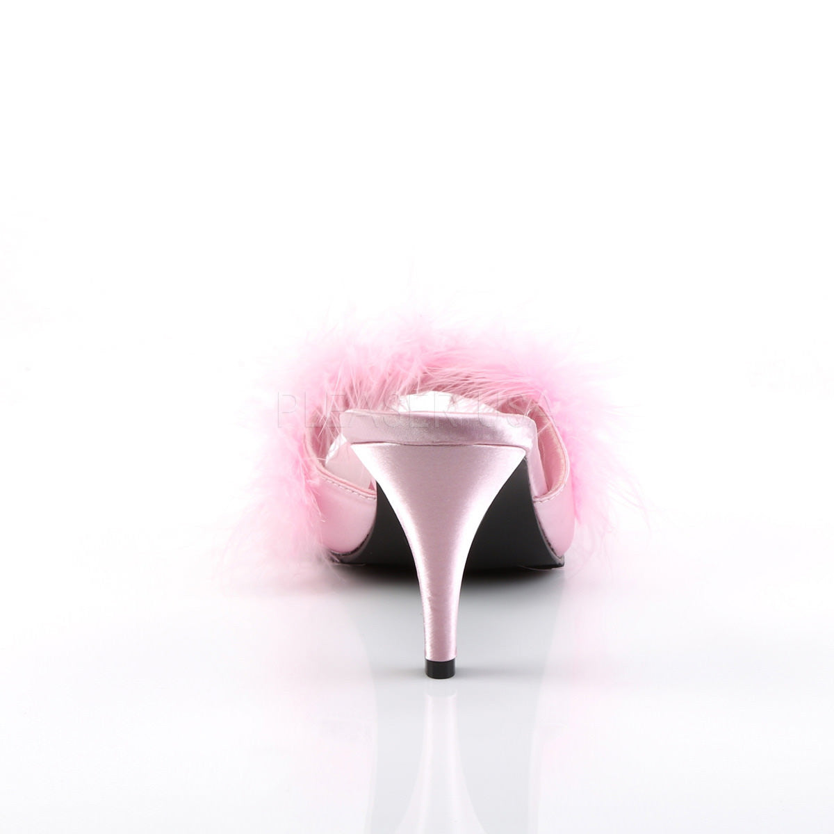 FABULICIOUS AMOUR-03 Baby Pink Satin-Fur Classic Slippers - Shoecup.com - 4