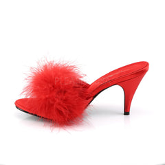 FABULICIOUS AMOUR-03 Red Satin-Fur Classic Slippers - Shoecup.com - 3