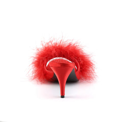 FABULICIOUS AMOUR-03 Red Satin-Fur Classic Slippers - Shoecup.com - 4