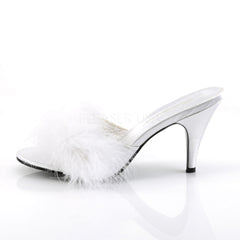 FABULICIOUS AMOUR-03 Wht Satin-Fur Classic Slippers - Shoecup.com - 3