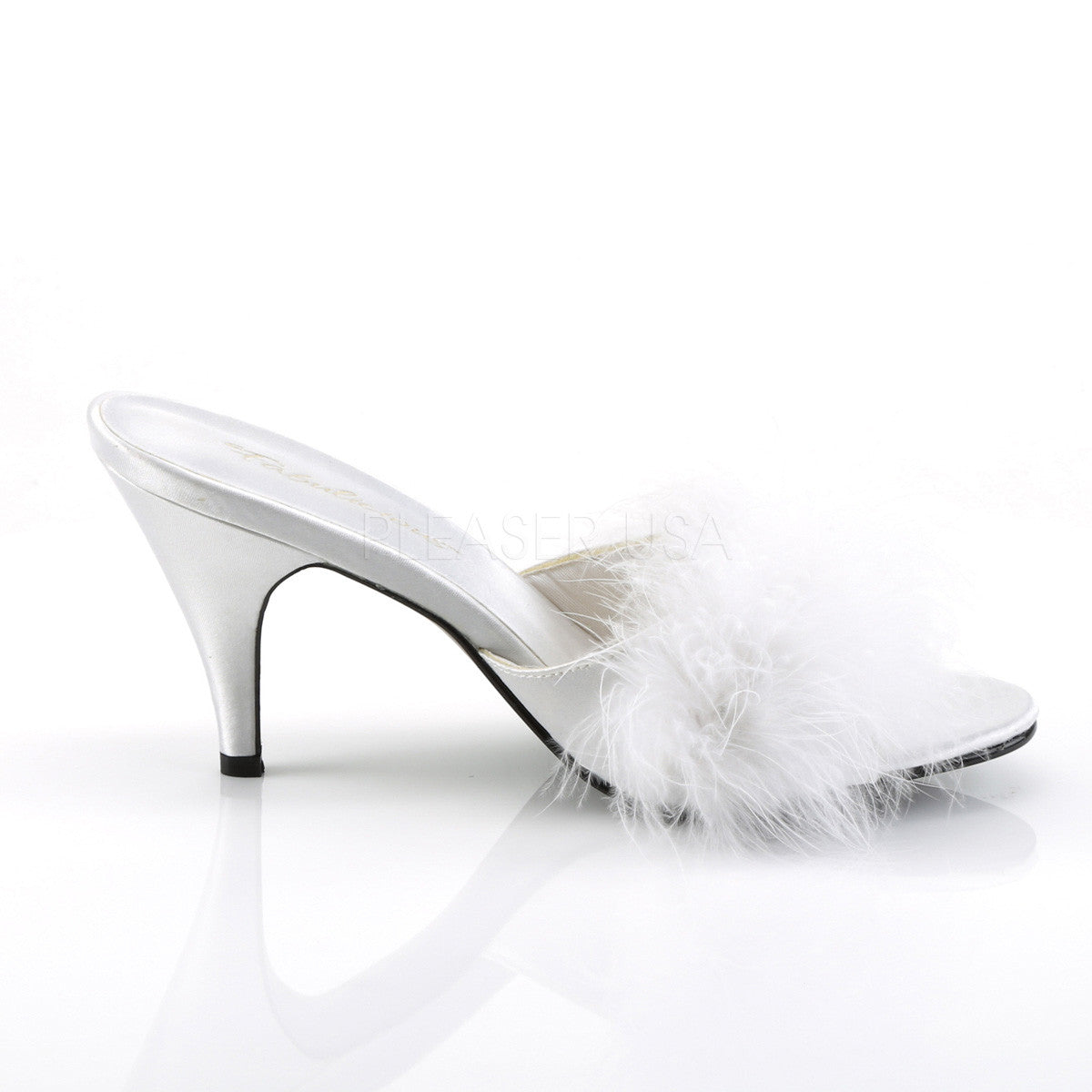 FABULICIOUS AMOUR-03 Wht Satin-Fur Classic Slippers - Shoecup.com - 5