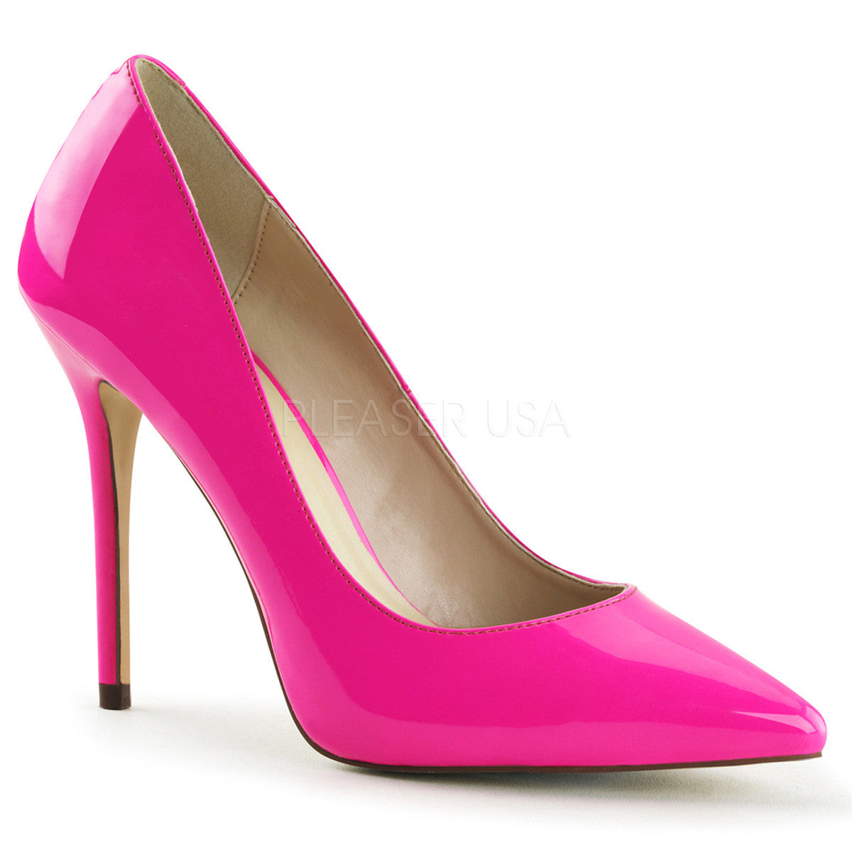 PLEASER AMUSE-20 Neon Fuchsia Pat Pumps - Shoecup.com - 1