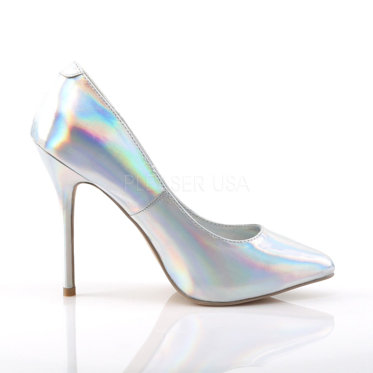 5 Inch Heel AMUSE-20 Silver Hologram