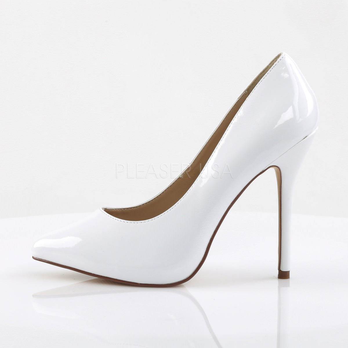 PLEASER AMUSE-20 White Pat Pumps - Shoecup.com - 3