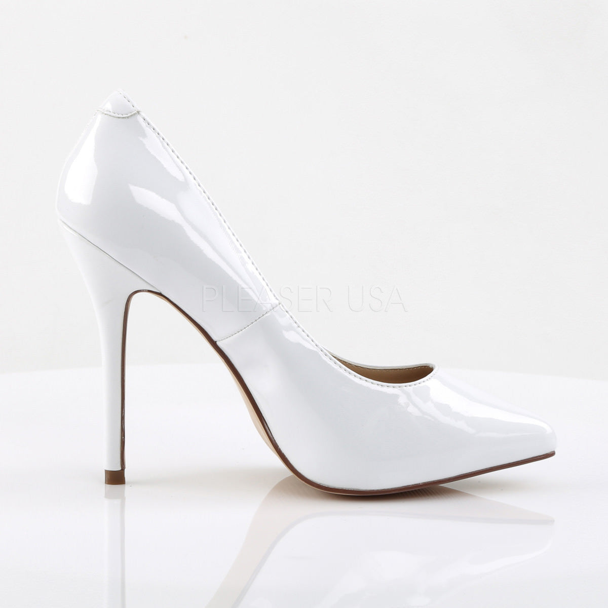 5 Inch Heel AMUSE-20 White Patent